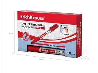 Marķieris baltajai tāfelei, ErichKrause W-110, apaļš, sarkans