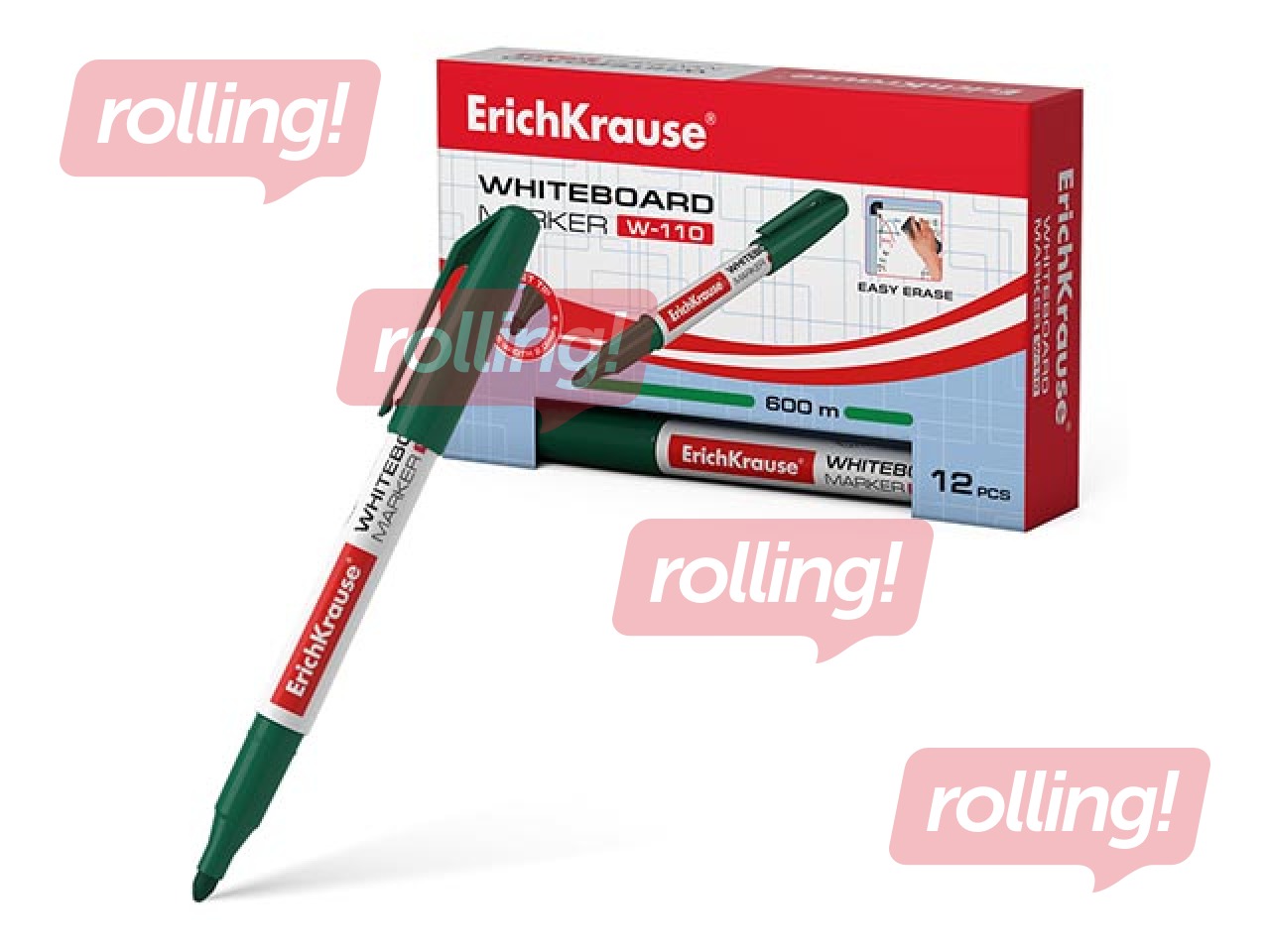 Marķieris baltajai tāfelei, ErichKrause W-110, apaļš, zaļš