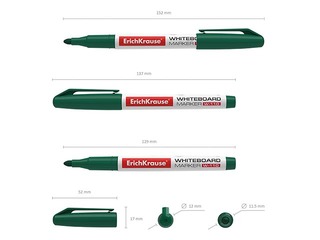 Marķieris baltajai tāfelei, ErichKrause W-110, apaļš, zaļš