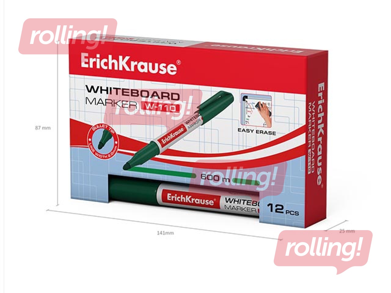 Marķieris baltajai tāfelei, ErichKrause W-110, apaļš, zaļš