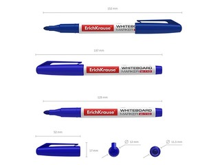Marķieru komplekts baltajai tāfelei, ErichKrause W-110, apaļš, 4 krāsas