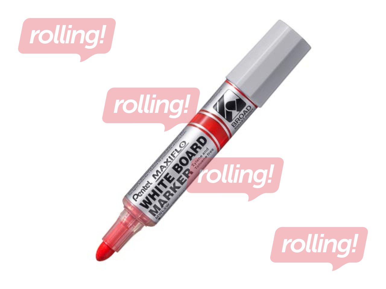 Marķieris baltajām tāfelēm Pentel Maxiflo, 8 mm, konisks, sarkans