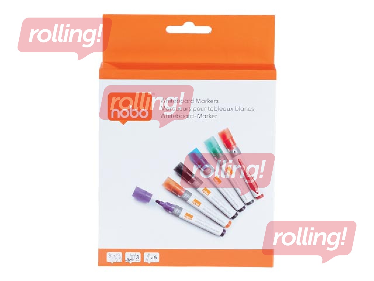 Marķieru komplekts baltajai tāfelei Nobo Liquid, 3 mm, 6 krāsas