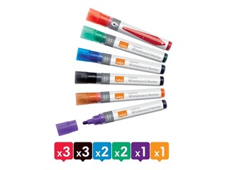 Marķieru komplekts baltajai tāfelei Nobo Liquid, 3 mm, 12 krāsas