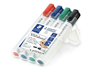 Marķieru komplekts baltajām un stikla tāfelēm Staedtler Lumocolor, 4 krāsas