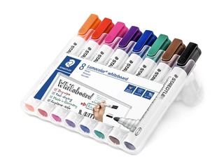 Marķieru komplekts baltajām un stikla tāfelēm Staedtler Lumocolor, 8 krāsas