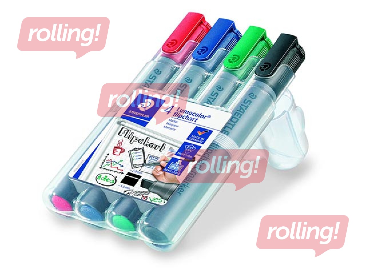 Marķieru komplekts flipchart papīram, Staedtler Lumocolor 356B, 4 krāsas