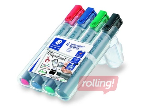 Marķieru komplekts flipchart papīram, Staedtler Lumocolor 356B, 4 krāsas