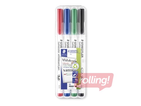 Marķieru komplekts baltajām tāfelēm Staedtler Lumocolor 301, 4 krāsas