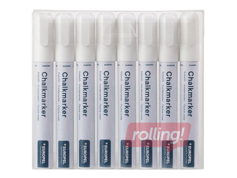 Krīta marķieris Europel, balts, 6mm, 8 gab.