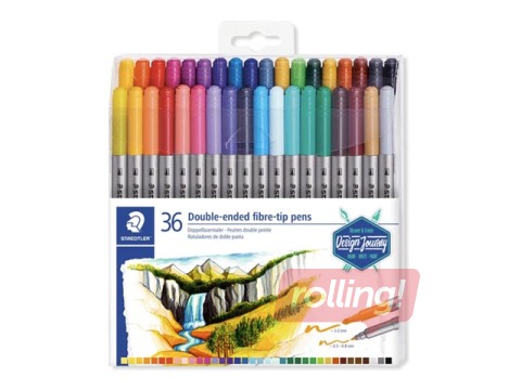 Flomāsteri Staedtler, divpusīgi, 36 krāsas