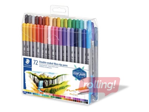 Flomāsteri Staedtler, divpusīgi, 72 krāsas