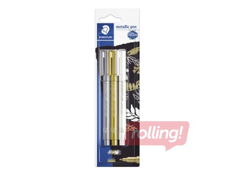 Flomāsteri Staedtler, 8323 metāliskas 3 krāsas - sudraba, zelta un balta