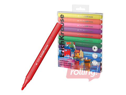 Akrila marķieri ErichKrause, Art Spirit, 12 krāsas