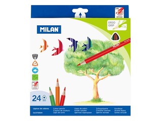 Krāsainie zīmuļi MILAN 24 krāsas, trīsstūraini