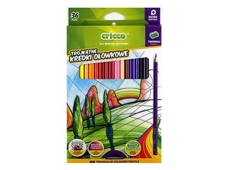 Krāsainie zīmuļi Cricco, trīsstūra, 36 krāsas