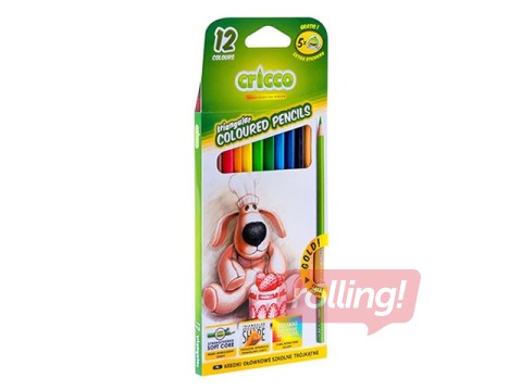 Krāsainie zīmuļi Cricco, trīsstūra, 12 krāsas