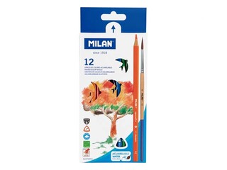 Krāsainie zīmuļi Milan, akvareļu, 12 krāsas