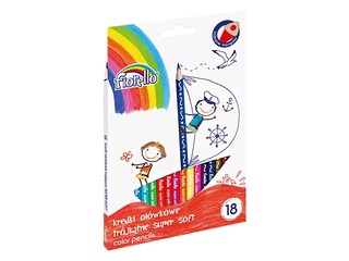 Krāsainie zīmuļi Fiorello Super Soft, trīsstūra, 18 krāsas