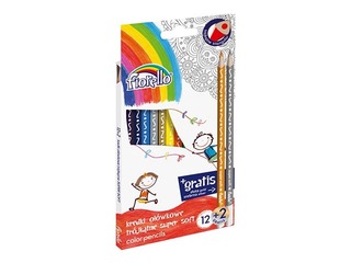 Krāsainie zīmuļi Fiorello Super Soft, trīsstūra, 12 krāsas