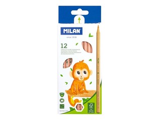 Krāsainie zīmuļi Milan, koka, 12 krāsas