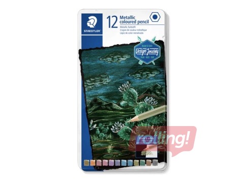 Krāsainie zīmuļi Staedtler 146M, metāliskas krāsas, metāla kastē, 12 gab.