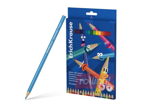 Krāsainie zīmuļi ErichKrause, trīsstūra, 18 krāsas