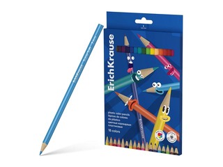 Krāsainie zīmuļi ErichKrause, trīsstūra, 18 krāsas