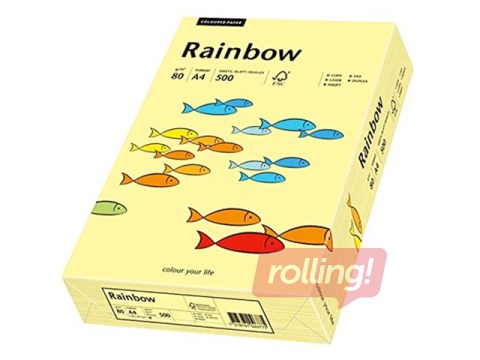 Papīrs Rainbow 12, A4, gaiši dzeltens, 80g/m², 500 loksnes