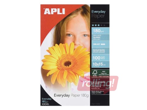 Foto papīrs APLI Everyday paper InkJet, glancēts, A4 180g/m2, 100 loksnes
