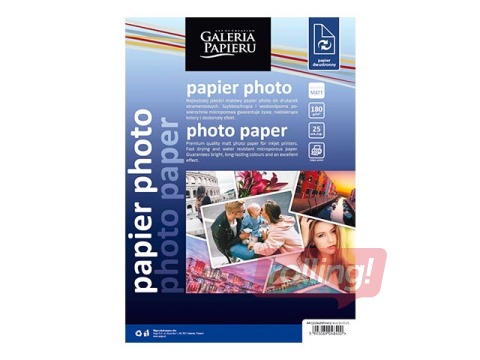 Foto papīrs, matēts, A4, 180g/m², 25 loksnes
