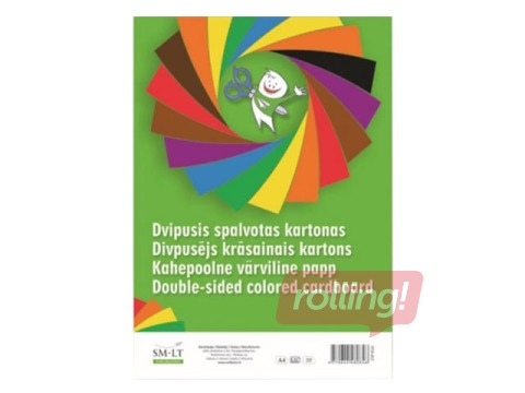Kartons divpusējs, A4, 190 g/m2, 16 loksnes, dažādas krāsas