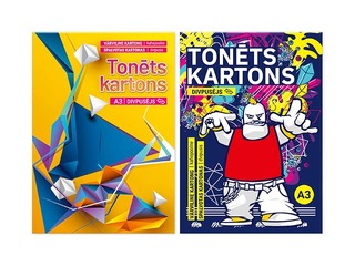 Kartons divpusējs, A3, dažādas krāsas, 240g/m², 8 loksnes