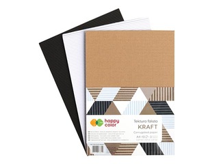 Kartons gofrēts Happy Color Kraft, A4, 3 kraft krāsas, 10 loksnes