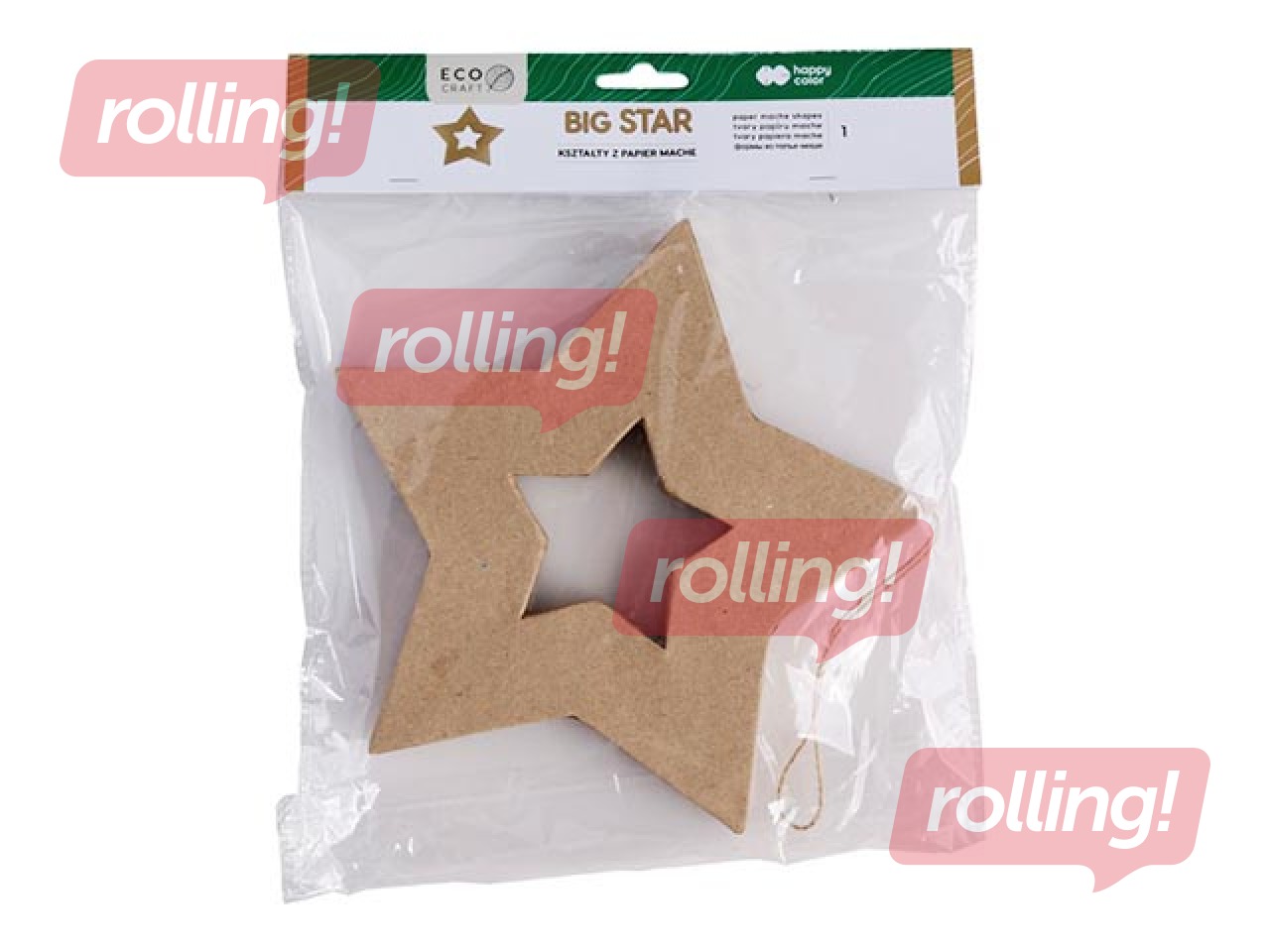 Kartona rotājums Happy Color, Big Star, 19x19x2.5cm