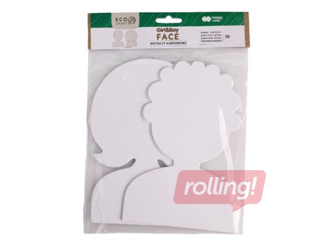 Kartona formu komplekts Happy Color, Face Boy&Girl, 20cm, 10 gab.