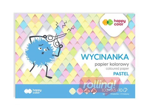 Aplikāciju papīrs glancēts Happy Color, A5, vienpusīgs, pasteļkrāsās, 10 lapas