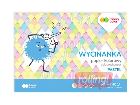 Aplikāciju papīrs glancēts Happy Color, A4, vienpusīgs, pasteļkrāsās, 10 lapas