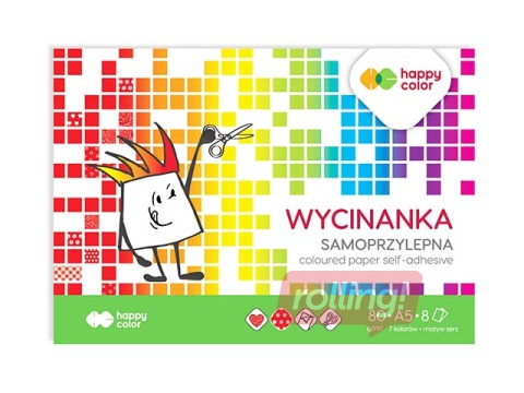 Aplikāciju papīrs glancēts Happy Color, A5, vienpusīgs, dažādas krāsas, 8 lapas
