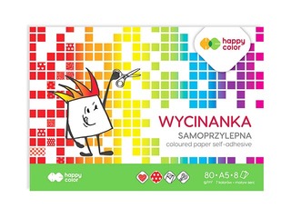 Aplikāciju papīrs glancēts Happy Color, A5, vienpusīgs, dažādas krāsas, 8 lapas