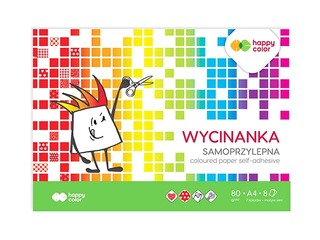 Aplikāciju papīrs glancēts Happy Color, A4, pašlīmējošs, dažādas krāsas, 8 lapas