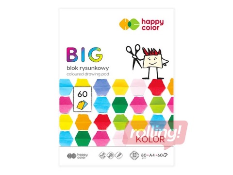 Aplikāciju papīrs Happy Color, A4, 80g/m², 60 krāsainas loksnes