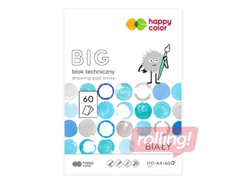 Zīmēšanas albums Happy Color, A4, 170g/m², 60 baltas loksnes