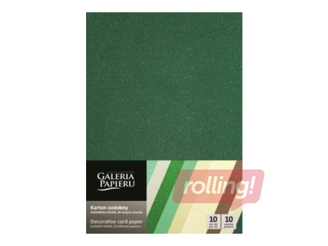 Dizaina papīrs Elegant Green, A4, 210-250 g/m2, 10 loksnes, 10 krāsas