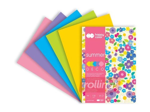 Dizaina papīrs Summer, A4, 170 g/m2, 20 loksnes, 5 krāsas