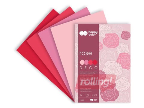 Dizaina papīrs Rose, A4, rožu toņi, 170g/m², 20 loksnes