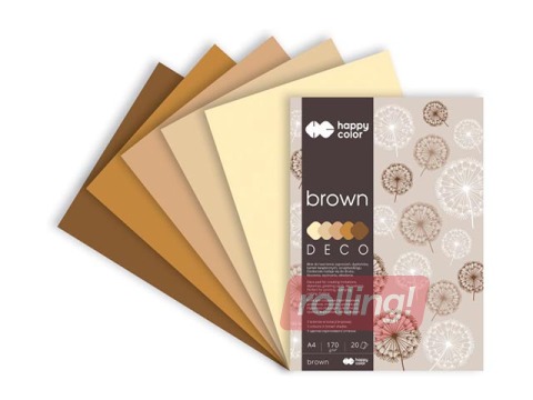 Dizaina papīrs Brown, A4, brūni toņi, 170g/m², 20 loksnes