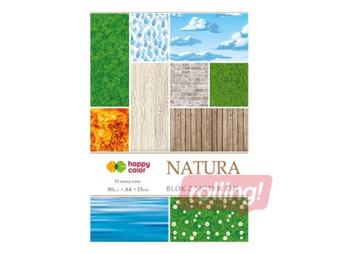 Dizaina papīrs ar motīvu Nature, A4, 80g/m², 15 loksnes, 30 motīvi