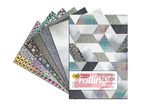Dizaina papīrs Silver, A4, sudraba toņi, 150-230g/m², 10 loksnes
