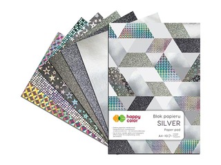 Dizaina papīrs Silver, A4, sudraba toņi, 150-230g/m², 10 loksnes